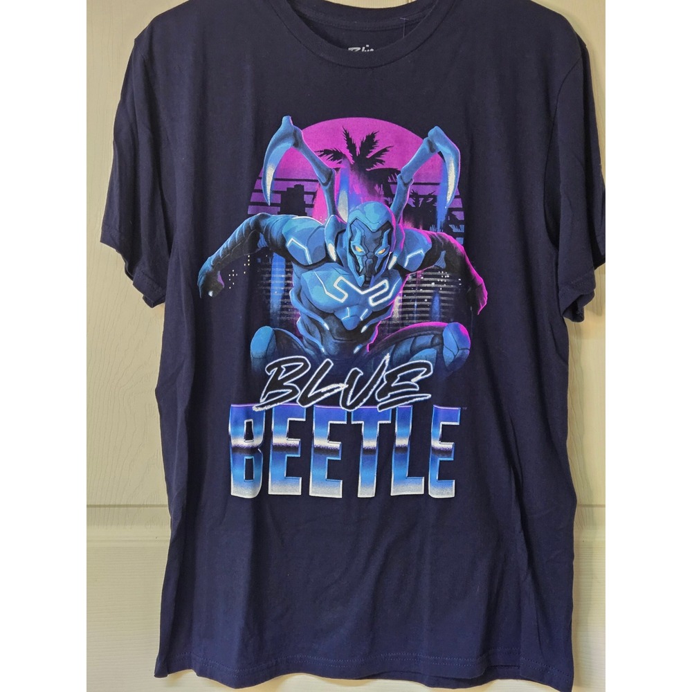 Blue Beetle DC Comics Movie Graphic T-Shirt Mens Medium Navy Blue Cotton Tee